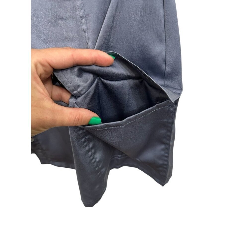 NWT Pacsun Satin Mini Skirt Size XS Blue Cargo Pockets Party Date Night - Picture 3 of 6